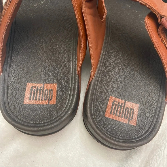 Fitflop  Men's Gogh Moc Slides Leather Dark Tan Size 9 - Picture 4 of 8